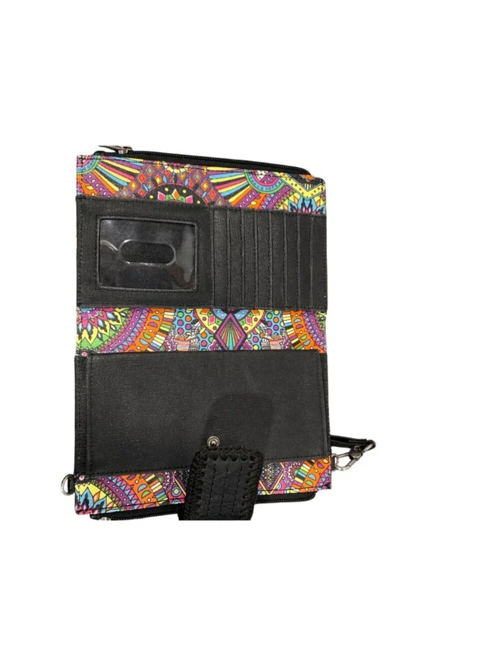Sakroots artist circle Colorful coated Canvas Wristlet Wallet w/ wrist strap